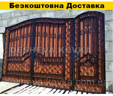 Распашные ворота из профнастила из калиткой