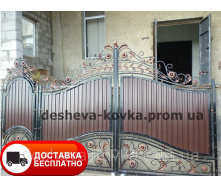 Кованые ворота из профнастила и ковкой