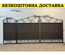 Кованые ворота из профнастила и ковкой