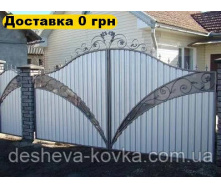 Кованые ворота из профнастила