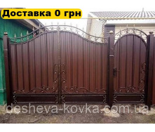 Кованые ворота из профнастила