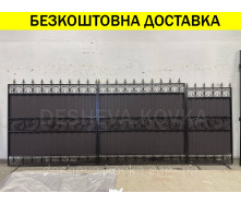 Кованые ворота из профнастила из калиткой