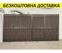 Кованые ворота с калиткой и пиками