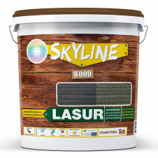 Лазурь декоративно-защитная для обработки дерева Skyline LASUR Wood Графитовый 5 л