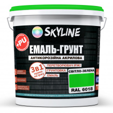Емаль-грунт акрил-поліуретанова шовковисто-матова Skyline RAL 6018 3в1 Світло-зелений 12 кг