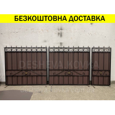 Ворота кованые из профнастилом и калиткой Код: А-01242