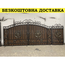 Кованые ворота из элементами художественной ковки