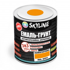 Емаль-грунт акрил-поліуретанова шовковисто-матова Skyline RAL 2004 3в1 Помаранчевий 0,9 кг Вишневе