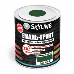 Емаль-грунт акрил-поліуретанова шовковисто-матова Skyline RAL 6003 3в1 Оливково-зелений 0,9 кг Виноградів