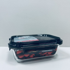Контейнер скляний прямокутний з пластиковою кришкою Krauff Artglas 29-298-026 600 мл Темно-синій (23639) Київ
