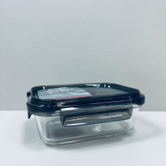 Контейнер скляний прямокутний з пластиковою кришкою Krauff Artglas 29-298-026 600 мл Темно-синій (23639) Київ