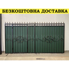 Ворота із вбудованою хвірткою з профнастилу Королево