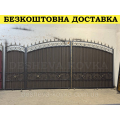 Кованые ворота из профнастила Код: А-0191 Винница