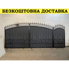 Кованые ворота из профнастила Код: А-0191 Винница