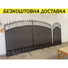 Ворота кованые из профнастилом и калиткой Код: А-01224 Київ