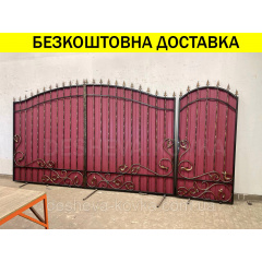 Ворота кованые из профнастилом и калиткой Код: А-01249 Біла Церква