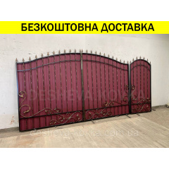 Ворота кованые из профнастилом и калиткой Код: А-01249 Біла Церква
