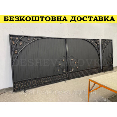 Кованые распашные ворота из профнастилом Киев