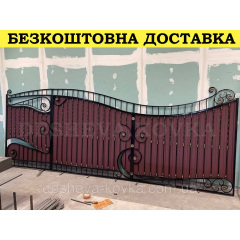 Ковані ворота з профнастилу та елементами художнього кування Надвірна