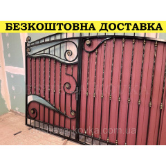 Ковані ворота з профнастилу та елементами художнього кування Надвірна