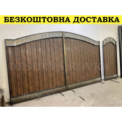 Ворота кованые из профнастилом и калиткой Код: А-01237 Суми