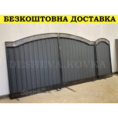 Ворота кованые из профнастилом и калиткой Код: А-01237 Суми