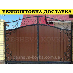 Ворота кованые из профнастилом и калиткой Код: А-01250 Киев