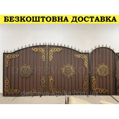 Ворота кованые из профнастилом и калиткой Код: А-01198 Київ