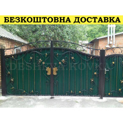 Ворота кованые из профнастилом и калиткой Код: А-01236 Полтава