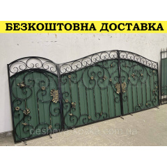 Ворота кованые из профнастилом и калиткой Код: А-01236 Полтава