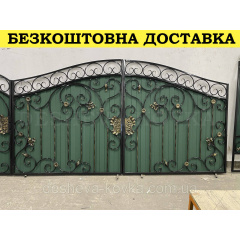 Ворота кованые из профнастилом и калиткой Код: А-01236 Полтава