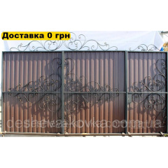 Ковані ворота з профнастилу з хвірткою Вознесенськ
