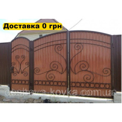Кованые ворота под заказ из профнастила из коваными элементами Киев