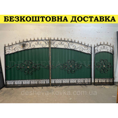 Ворота кованые из профнастилом и калиткой Код: А-01248 Львів