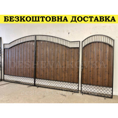 Кованые ворота из профнастила и ковкой Код: А-01276 Измаил