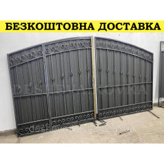Ворота кованые из профнастилом и калиткой Код: А-01227 Полтава
