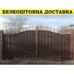 Ворота кованые из профнастилом и калиткой Код: А-01243 Фастів