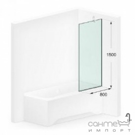 Шторка на ванну Liberta Capri Slim 800x1500 хром/прозрачное стекло, кругл. накл. держ.