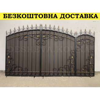 Кованые ворота из профнастила