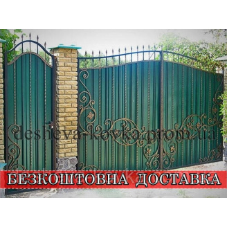 Кованые ворота из профнастила