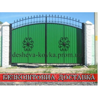 Ворота из ковкой и профнастилом
