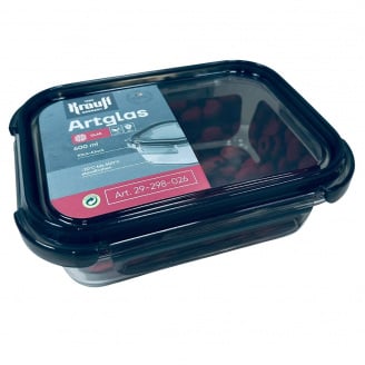 Контейнер скляний прямокутний з пластиковою кришкою Krauff Artglas 29-298-026 600 мл Темно-синій (23639)