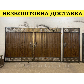 Кованые ворота из профнастила