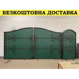 Ворота с ковкой и калиткой