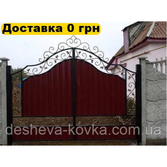 Кованые ворота из профнастила