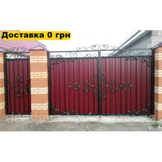 Кованые ворота из профнастила