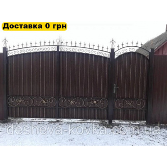 Кованые ворота из профнастила
