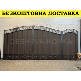 Кованые ворота из профнастила под заказ Код: А-0130