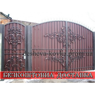 Кованые ворота из профнастила