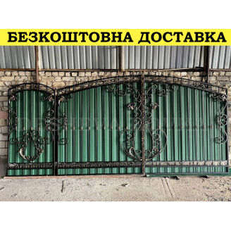 Кованые ворота из профнастила